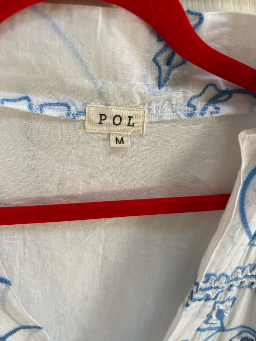 POL White Dress with Blue Floral Beaded Embroidery - Picture 2 of 4